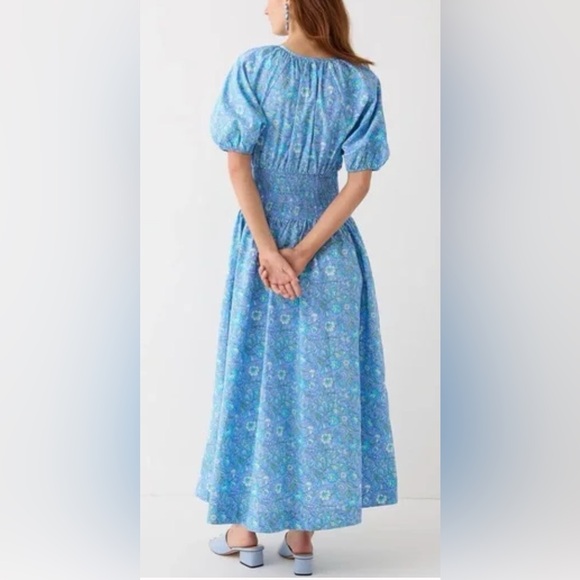 J Crew Provence smoked-waist midi dress in marigold blooms cotton poplin - Picture 2 of 5